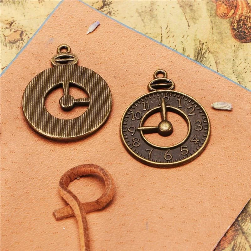 24MM Antique Silver Zinc Alloy Clock Charm Pendant for DIY Necklace Bracelet Jewelry Making