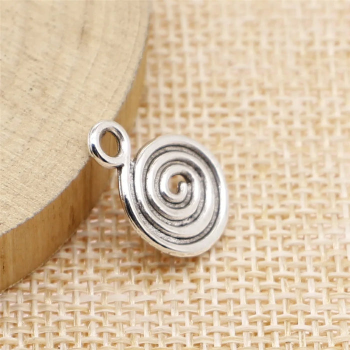 17x12mm 0.8g Zinc Alloy Swirl Pattern Round Tag Charm Pendant for Bracelet Necklace Making