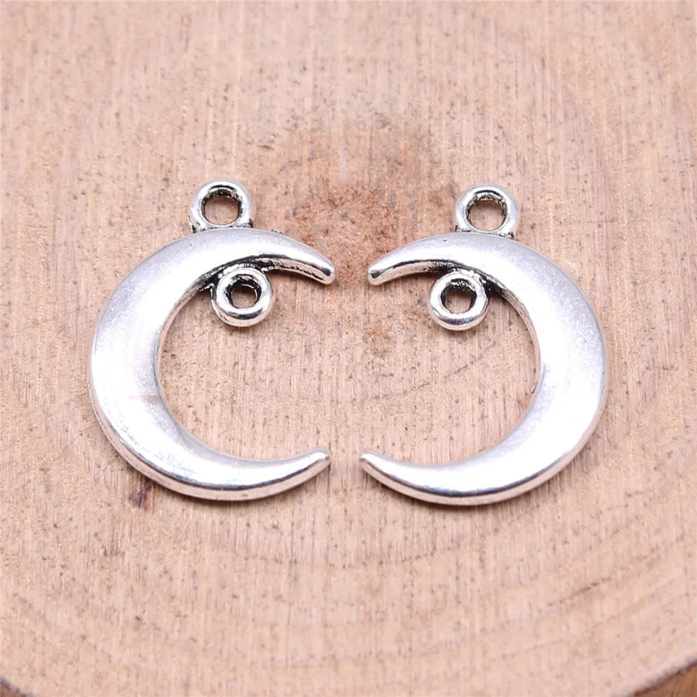 19x13mm 1.1g Antique Silver Zinc Alloy Moon Connector Charm Pendant for Necklace Bracelet DIY Jewelry