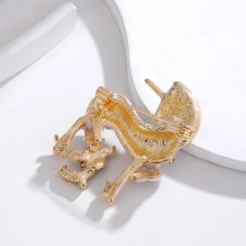 Elegant White Unicorn Horse Enamel Rhinestone Alloy Brooch, Animal Lapel Pin Suit Accessory Gift