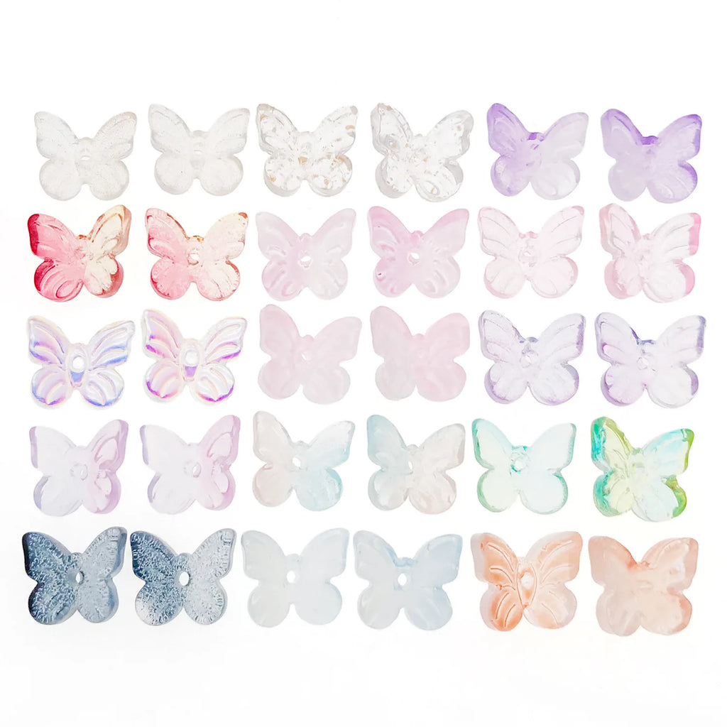 Gold Foil Gradient Glass Butterfly Loose Beads for DIY Tassel Hairpin Jewelry Making