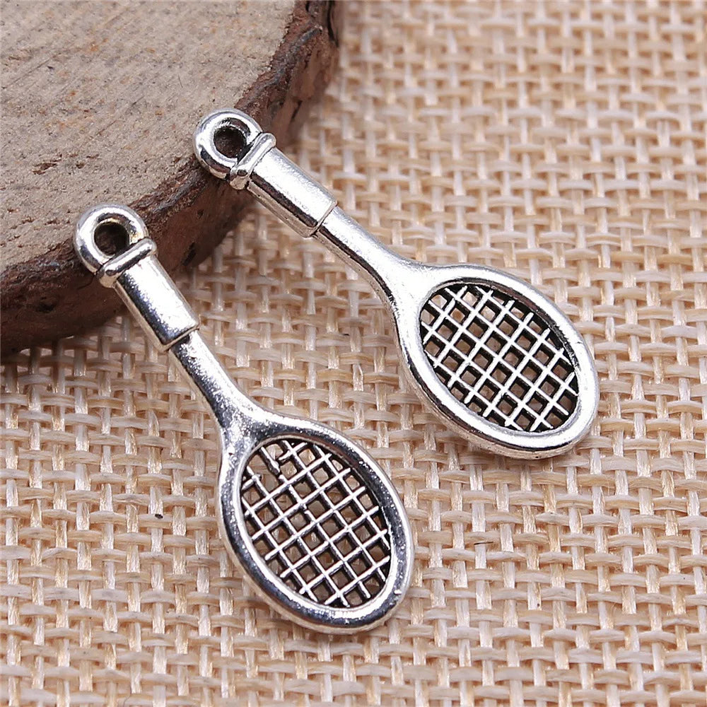 29x10mm 1.2g Antique Silver Zinc Alloy Racket Charm Pendant for DIY Jewelry Making
