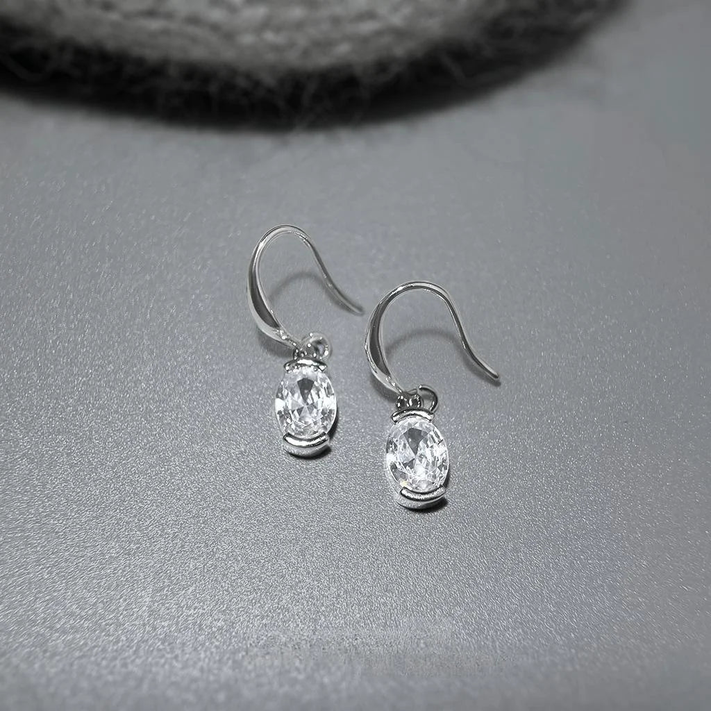 Light Luxury Teardrop Zircon Drop Earrings Eco-Friendly Copper Oval Geometric Minimalist Jewelry