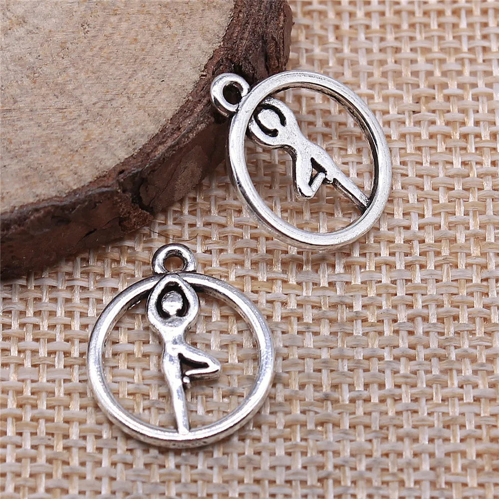 19x16mm 1g Multicolor zinc alloy Yoga charm pendant for DIY bracelet necklace jewelry making