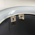 Micro Pave Zircon Copper Stud Earrings Minimalist Hollow Square Geometric Light Luxury Jewelry