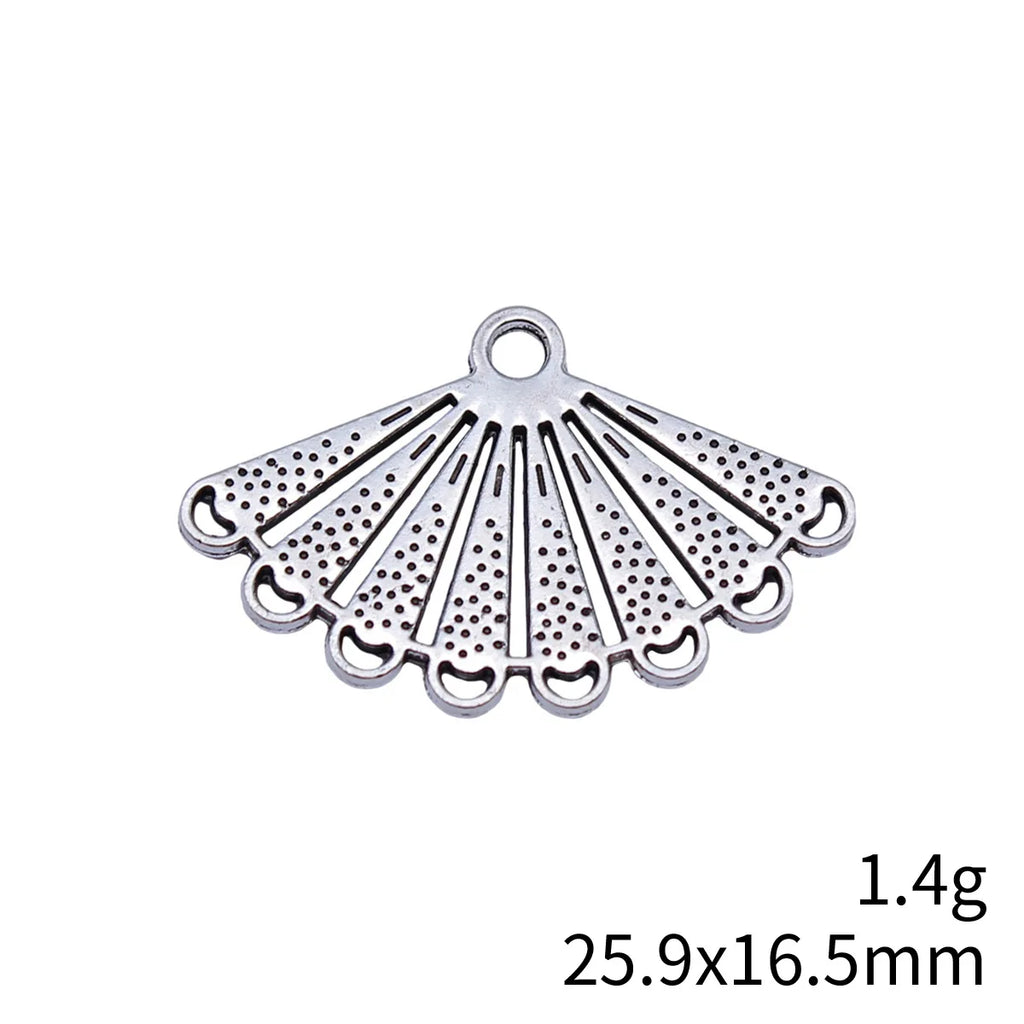 25.9x16.5mm 1.4g Antique Silver Zinc Alloy Fan Connector Charm for Bracelet Necklace Making