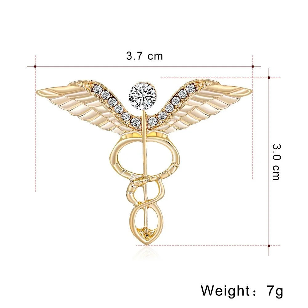 Elegant Angel Wing Alloy Rhinestone Brooch With Crystal Accent, Luxury Lapel Pin Suit Accessory Gift