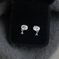 Mini Geometric Zircon Copper Drop Earrings Silver Plated Round Oval Vacation Style Jewelry