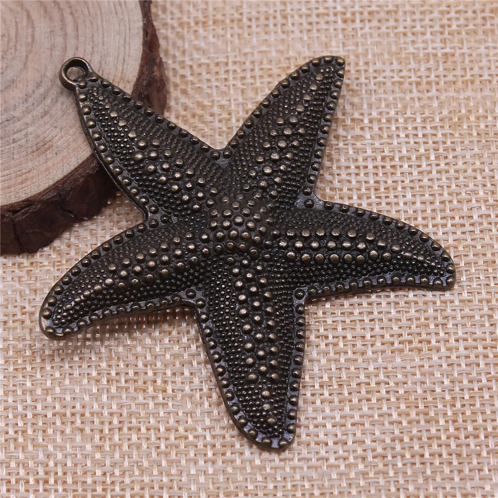 67x63mm 10.8g Multicolor Zinc Alloy Large Starfish Charm Pendant for DIY Ocean Theme Jewelry Making