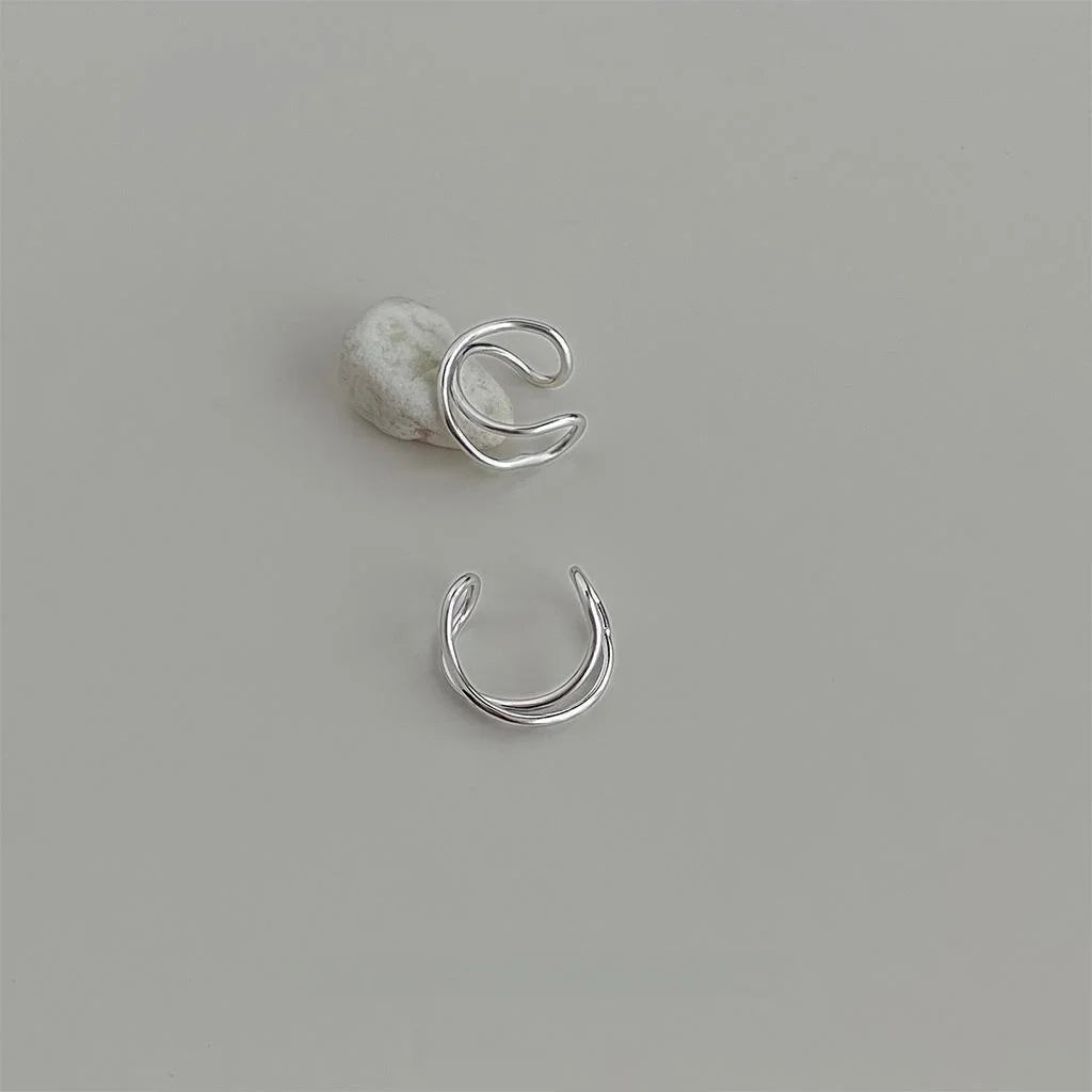 Minimalist Copper Geometric Line Ring Clip On Drop Earrings For Women No Piercing