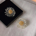 Transparent Resin Sunflower Stud Earrings For Women, Silver Plated Pin Floral Statement Jewelry