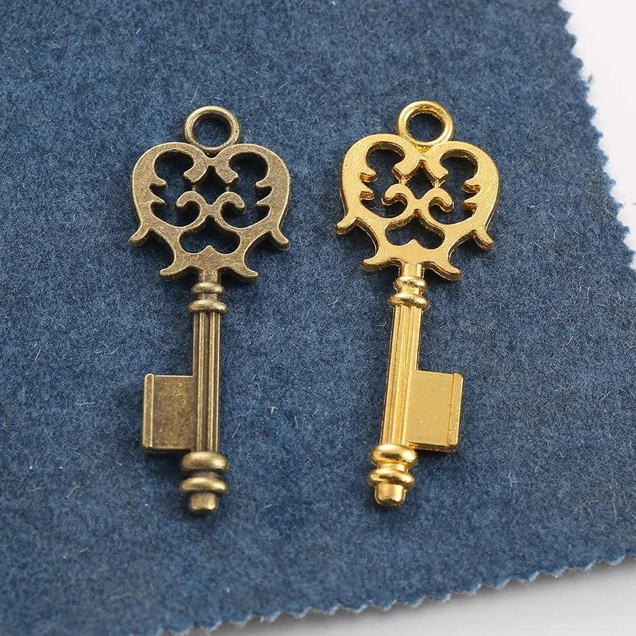 48x17MM Zinc Alloy Double Sided Key Lock Charm Pendant for DIY Necklace Bracelet Jewelry Making