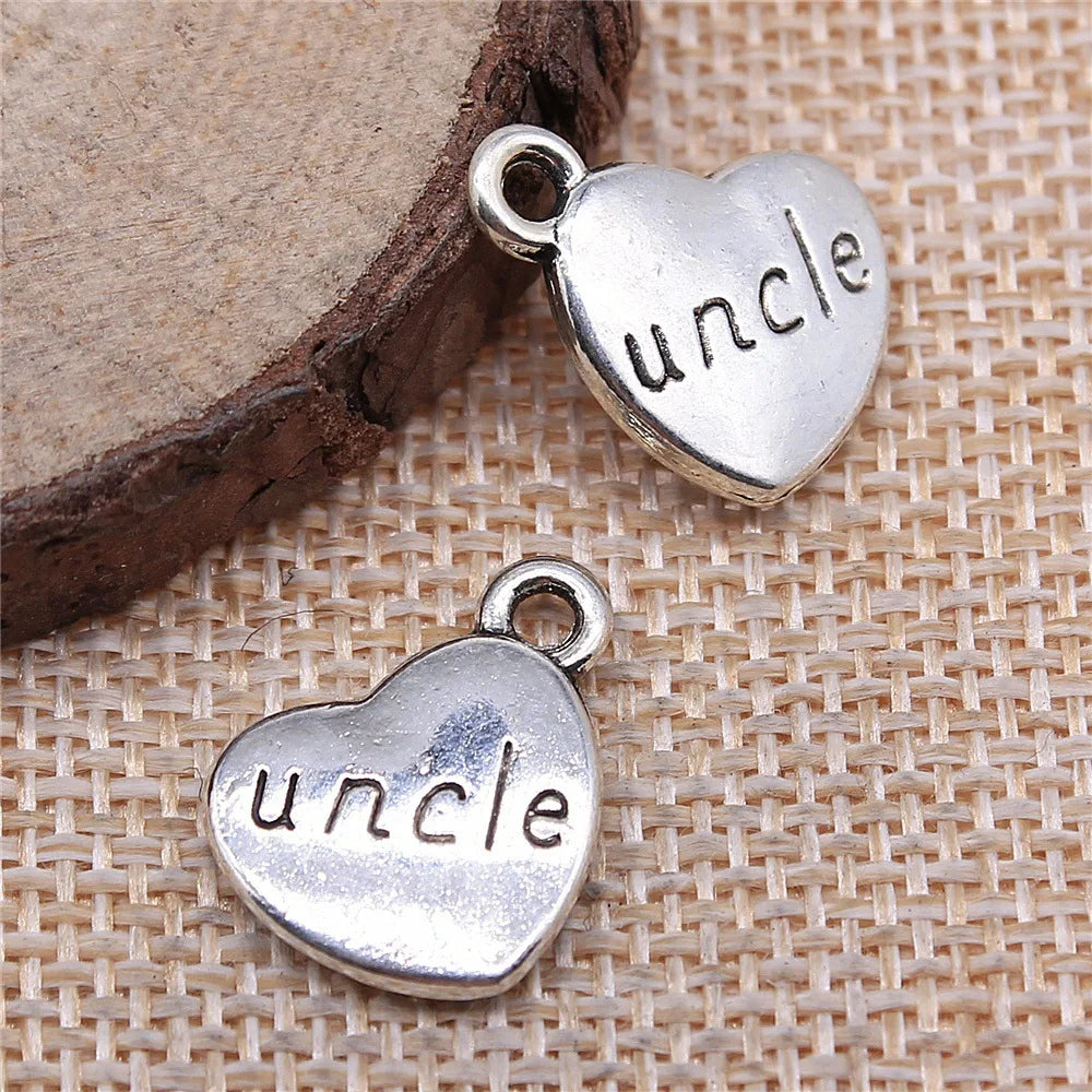 15x18mm 2.8g Multicolor Zinc Alloy Heart Uncle Charm Pendant for DIY Necklace Bracelet Making