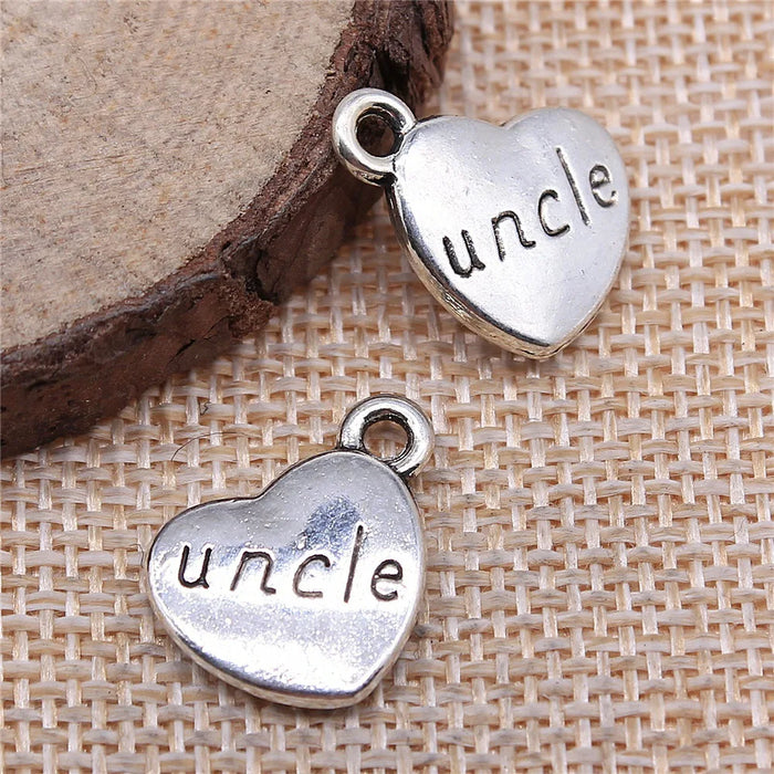 15x18mm 2.8g Multicolor Zinc Alloy Heart Uncle Charm Pendant for DIY Necklace Bracelet Making