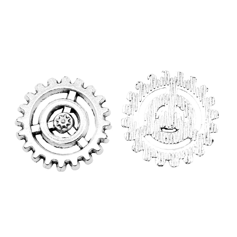 17x17mm 1.5g Antique Silver Zinc Alloy Gear Charm Pendant for DIY Steampunk Jewelry Making