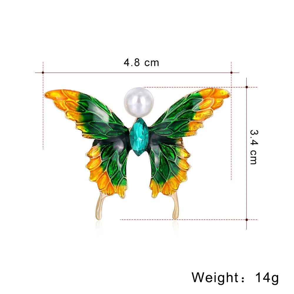 Elegant Enamel Alloy Pearl Butterfly Brooch Pin For Women, Fashion Lapel Corsage Suit Accessory Gift