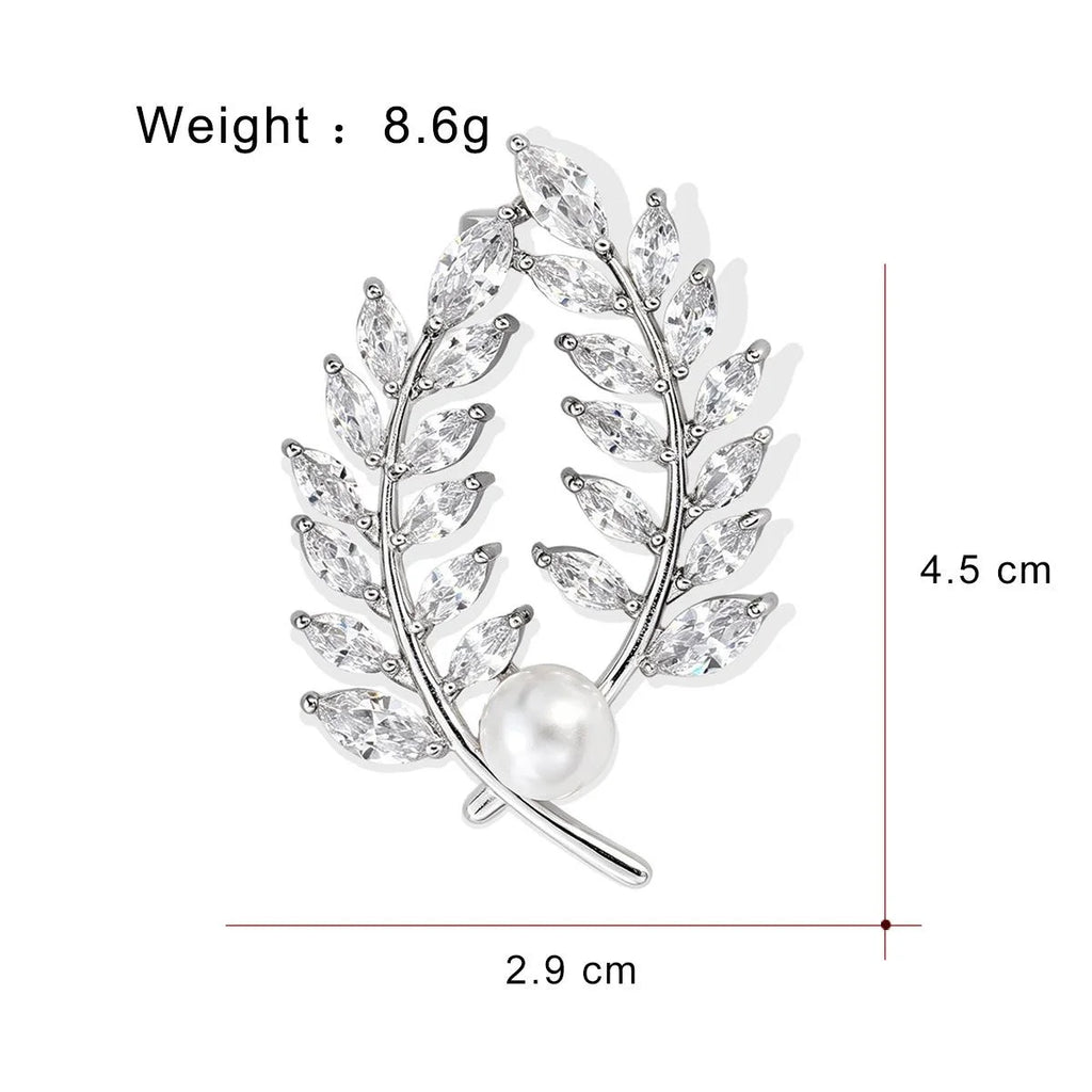 Luxury Wheat Ear Branch Brooch With Rhinestone And Pearl, Elegant Gold Alloy Lapel Pin Suit Accessory Gift