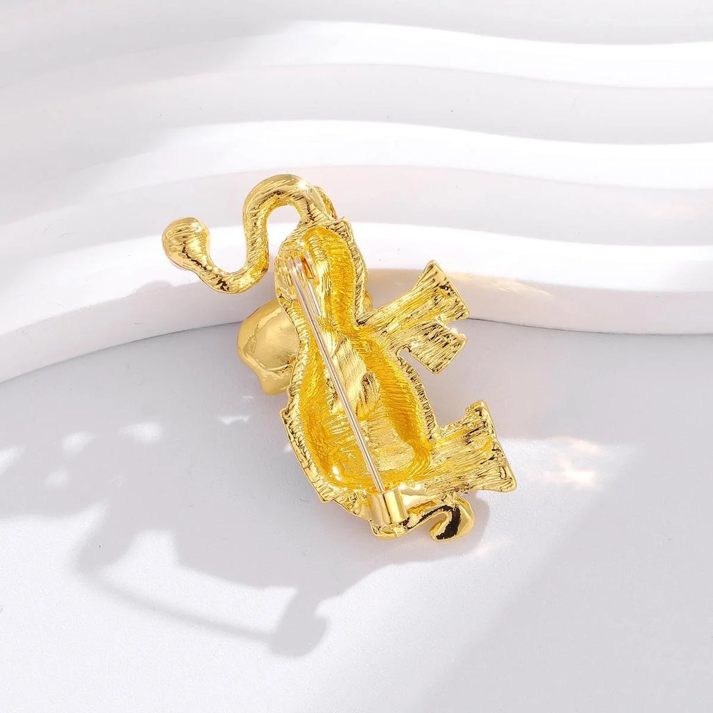 Luxury Rhinestone Elephant Brooch With Enamel Saddle And Faux Pearl, Elegant Animal Lapel Pin Corsage Gift