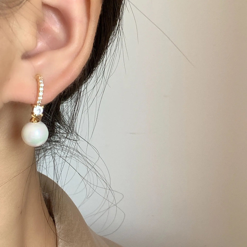 Luxury Gold Alloy Rhinestone Bar Pearl Drop Stud & Clip On No Piercing Small Hoop Earrings