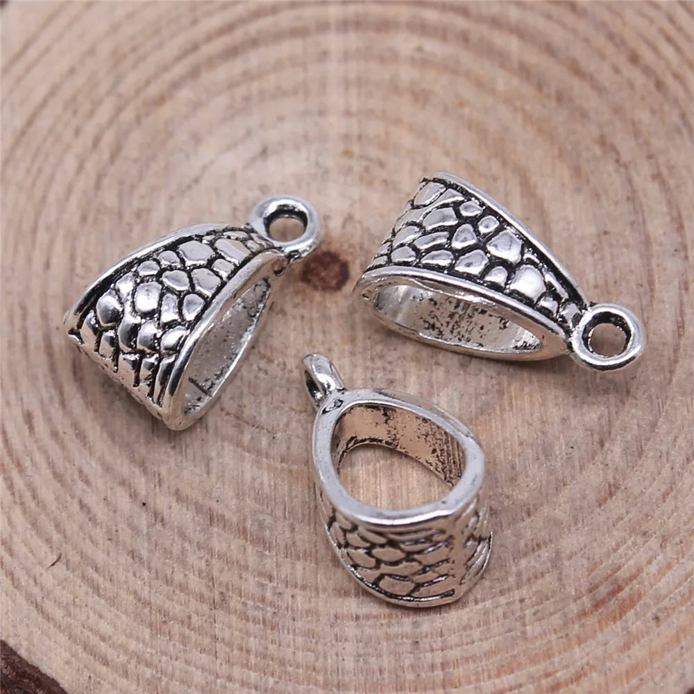 14x7mm 0.9g Multicolor Zinc Alloy Floral Pattern Pendant Bail Connector for DIY Jewelry Making