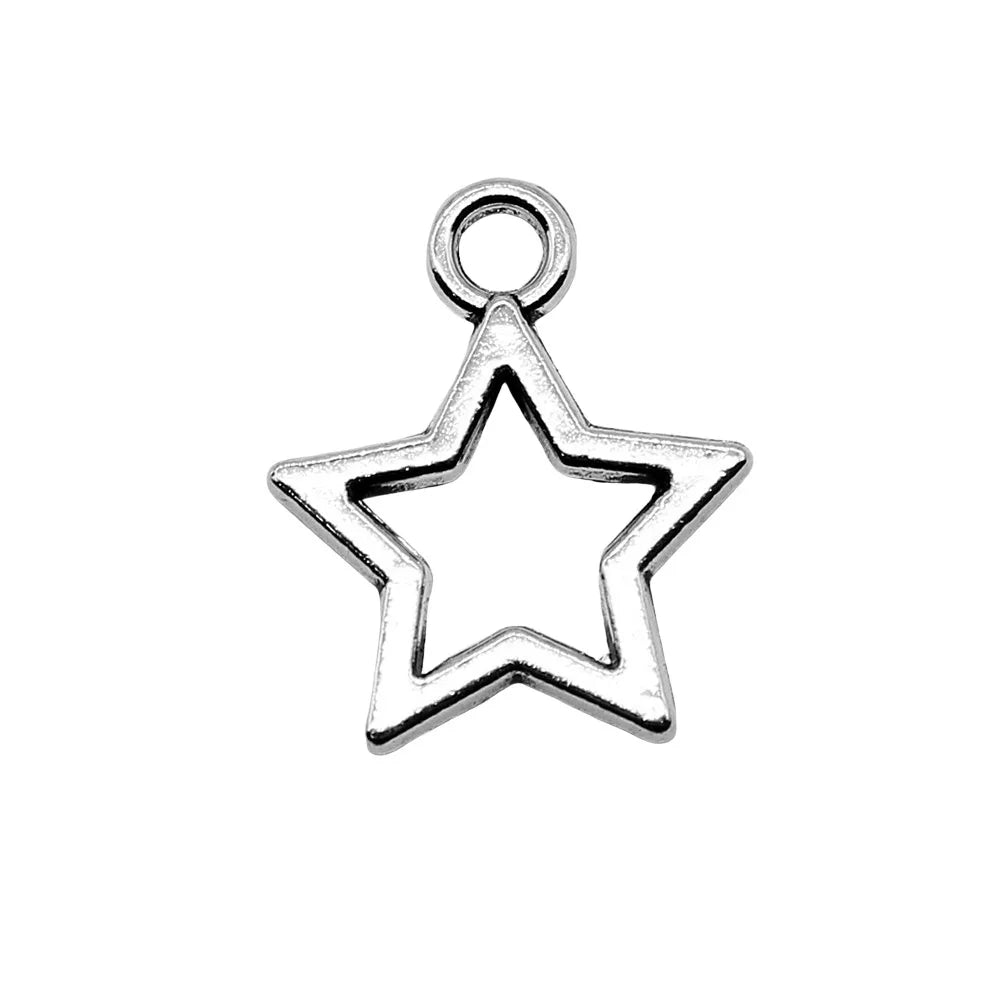 18x21mm 1.4g Multicolor Zinc Alloy Hollow Star Charm Pendant for DIY Necklace Bracelet Jewelry Making