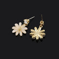 Elegant Enamel Daisy Flower Zircon Dangle Stud & Clip On No Piercing Gold Alloy Women's Earrings