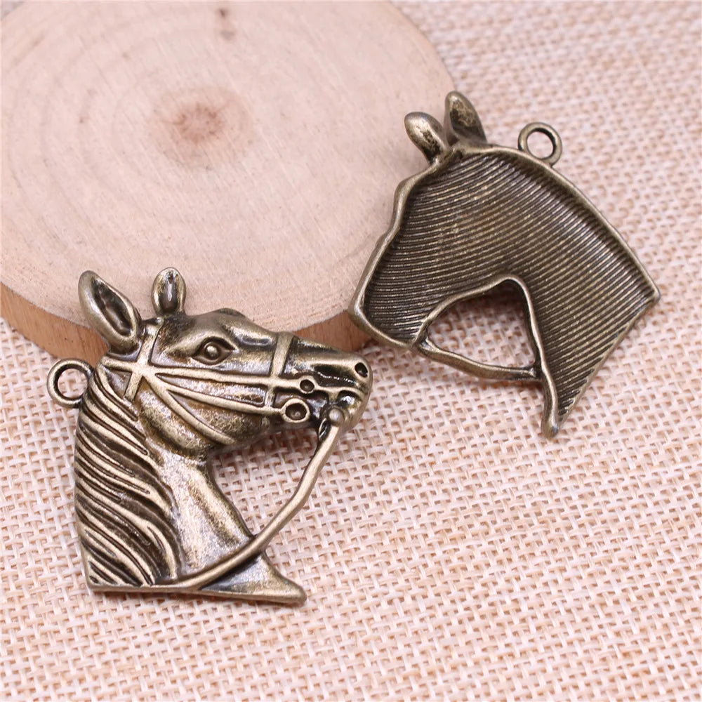 37x36mm 10.7g Multicolor Zinc Alloy Horse Head Charm Pendant for DIY Necklace Bracelet Making