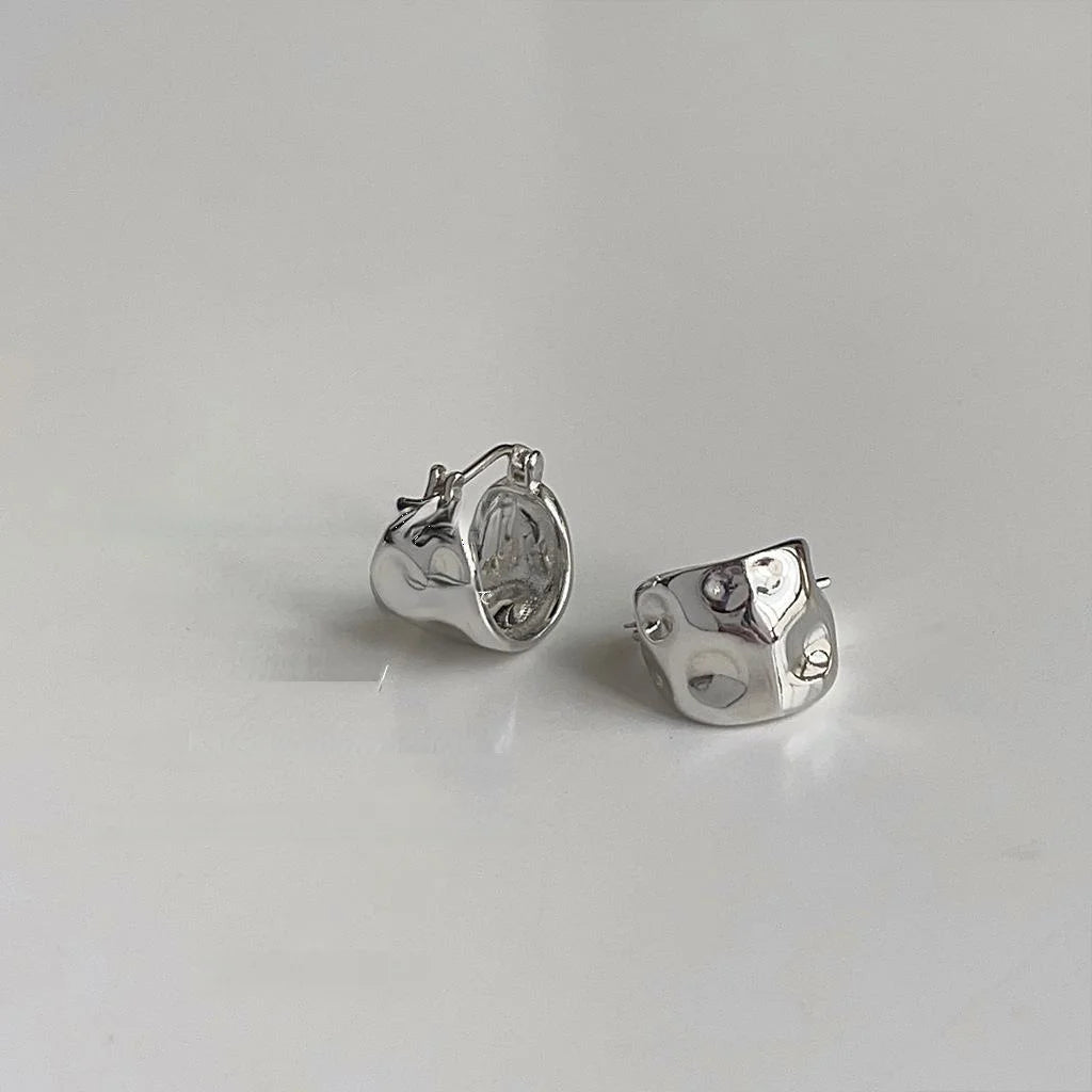 Sweet Cool Irregular Concave Convex Geometric Copper Stud Earrings For Women