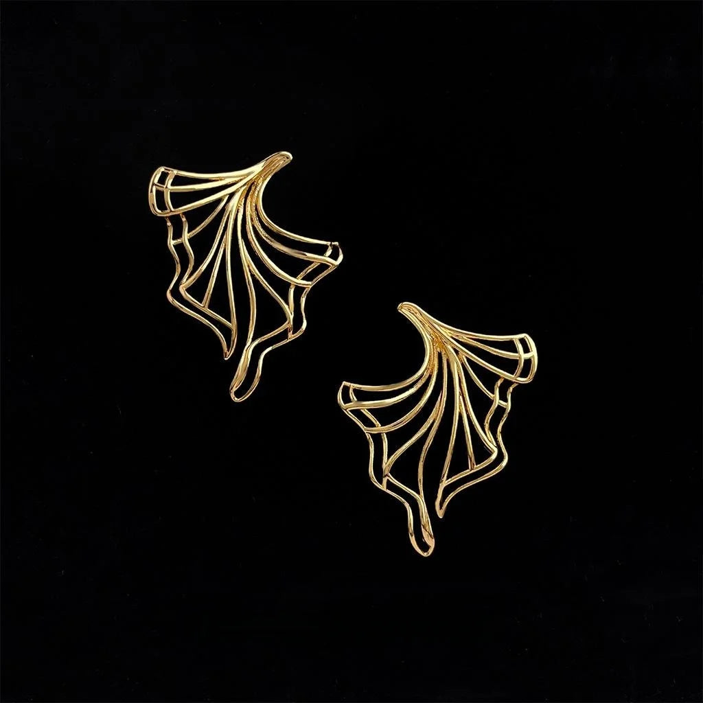 Original Design Thick 18K Gold Plated Copper Geometric Line Art Drop Earrings For Women