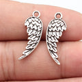 26x9.3mm 1.1g Antique Silver Zinc Alloy Wing Charm Pendant for DIY Bracelet Necklace Jewelry Making