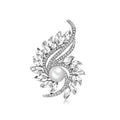 Elegant Rhinestone Crystal Swirl Flower Brooch With Faux Pearl Center, Luxury Lapel Pin Suit Accessory