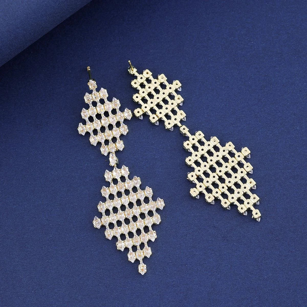Luxury Geometric Diamond Shape Rhinestone Long Dangle Earrings For Wedding Party Banquet Fashion Jewelry
