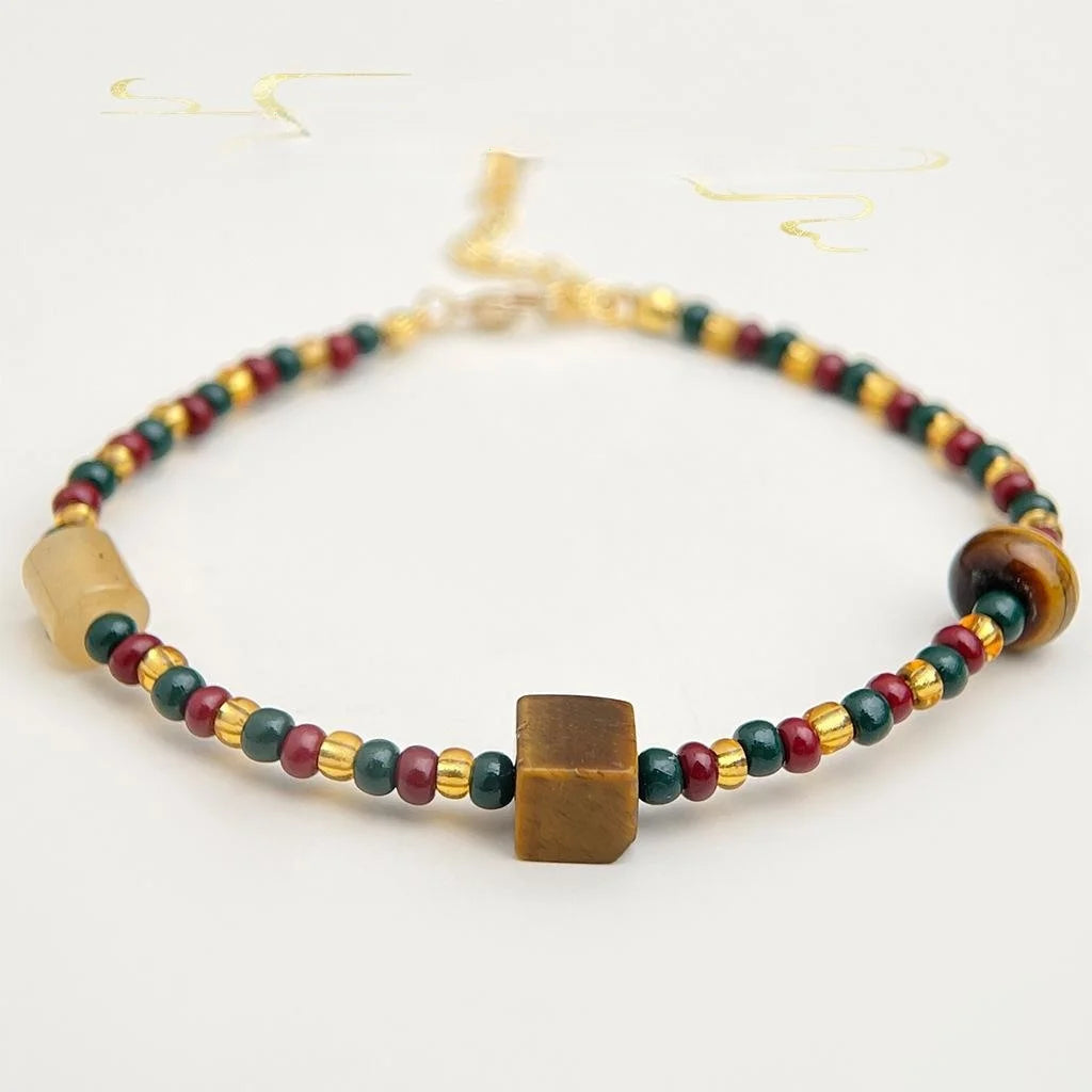 Handmade Natural Tiger Eye Stone Color New Chinese Geometric Bracelet For Women
