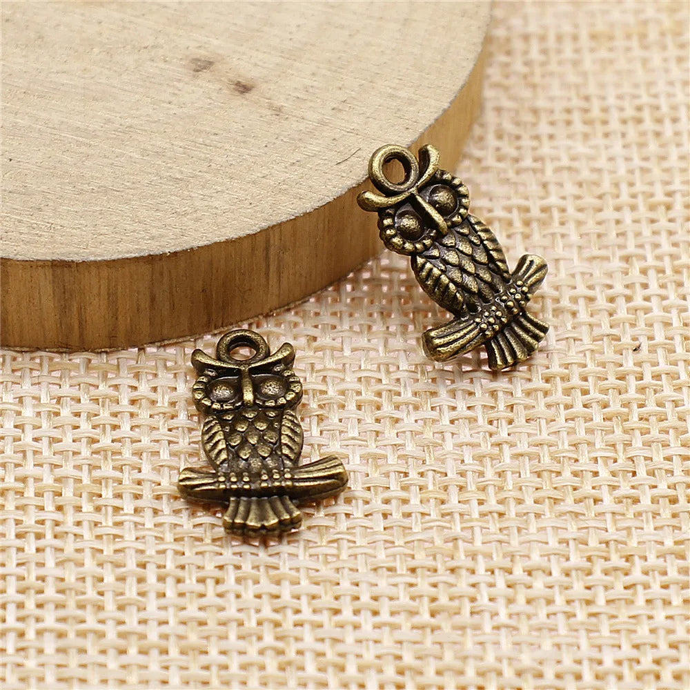 19x12mm 1.3g Multi Color Zinc Alloy Double Sided Owl Cat Charm Pendant for DIY Jewelry Making