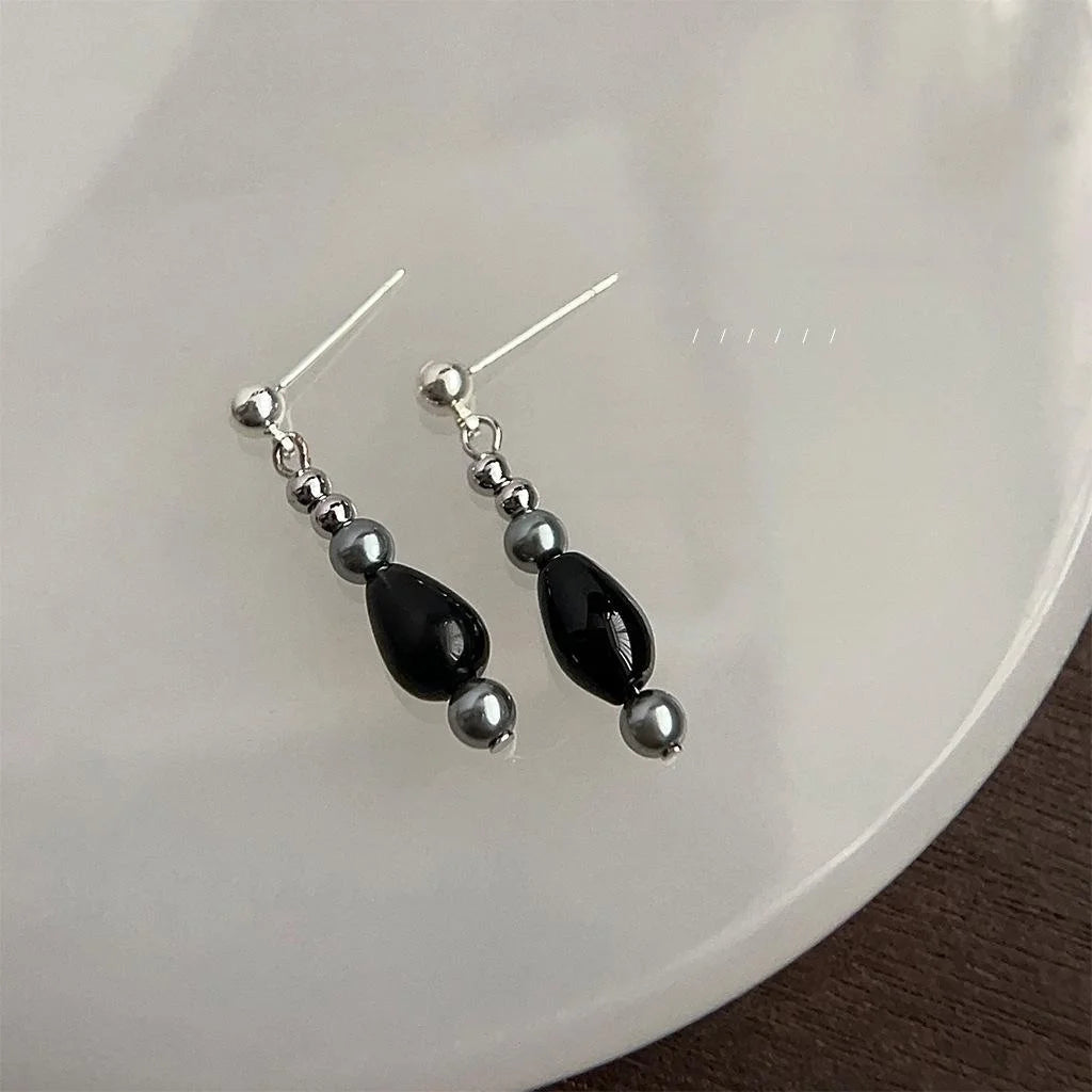 Minimalist Glass Crystal Round Bead Teardrop Geometric Drop Earrings For Women