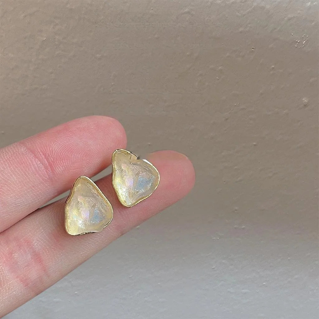 14K Plated Geometric Irregular Resin Crystal Mineral Stud Earrings For Fashion OL Style