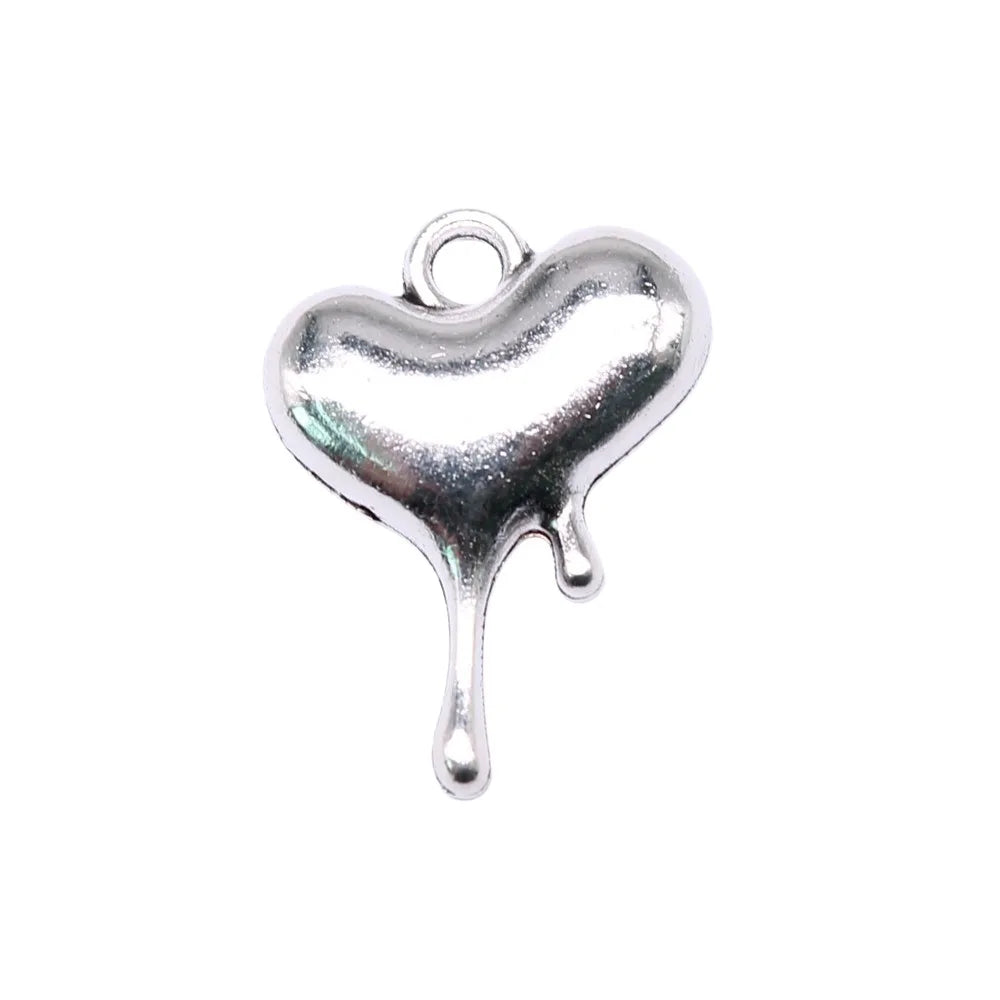 20x15mm 1.1g Antique Silver Zinc Alloy Melting Heart Charm Pendant for DIY Necklace Bracelet Making