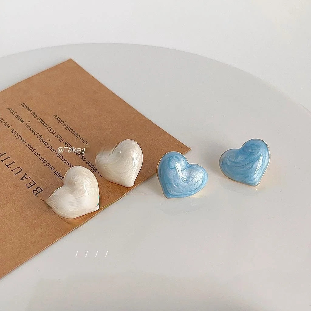 Summer Sweet Heart Enamel Alloy 14K Plated Stud Earrings