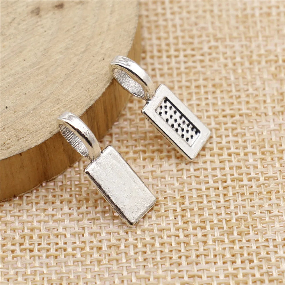 21x6.7mm 0.8g Multicolor Zinc Alloy Square Pendant Bail Connector Charm for DIY Jewelry Making