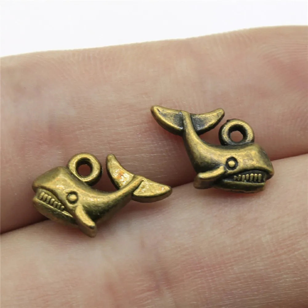 15x10mm 1.2g Multicolor Zinc Alloy Shark Charm Pendant for DIY Ocean Theme Jewelry Making