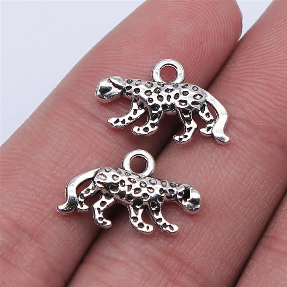 18x11mm 1.1g Antique Silver Zinc Alloy Leopard Charm Pendant for DIY Necklace Bracelet Jewelry Making