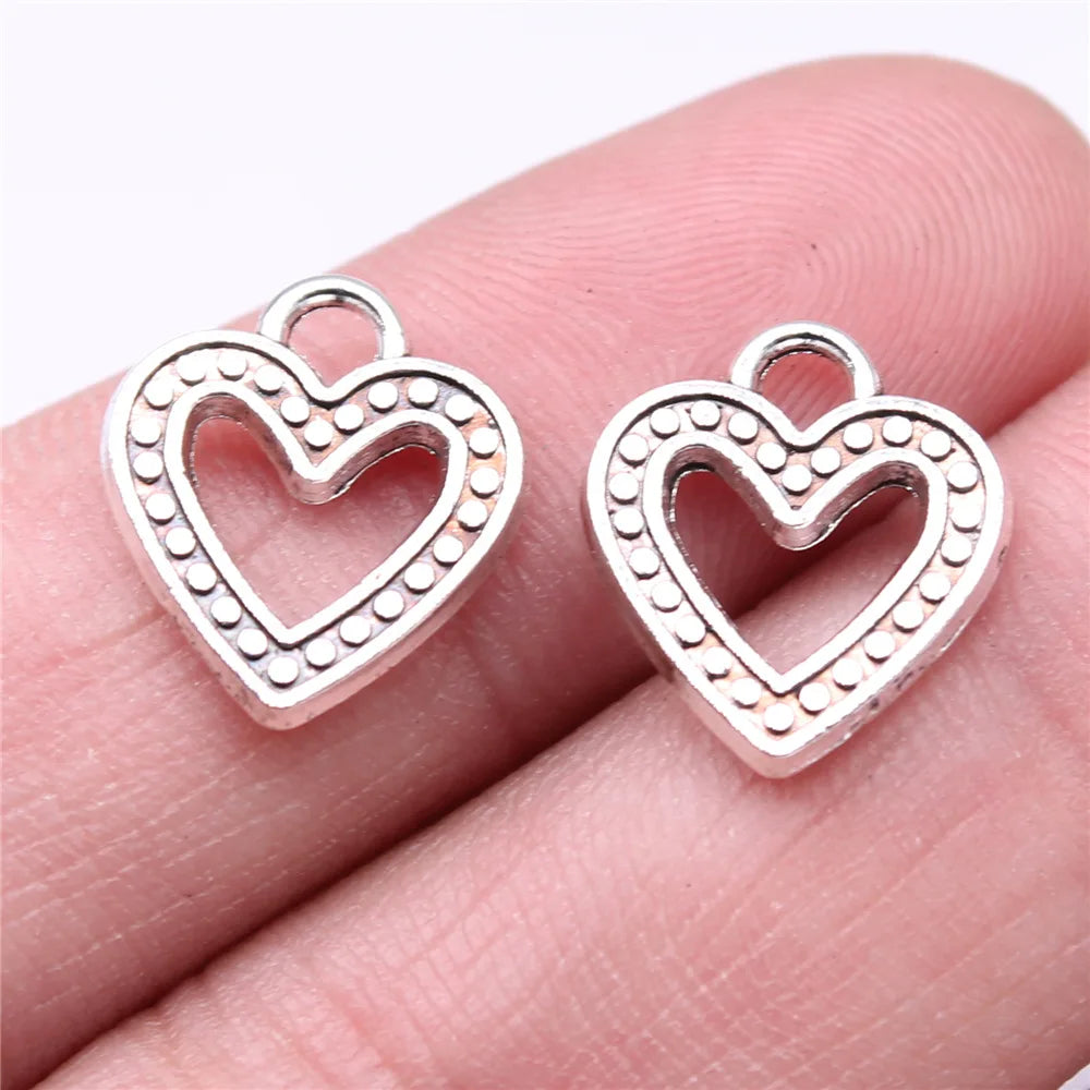15x13mm 1g Antique Silver Zinc Alloy Heart Charm Pendant for DIY Necklace Bracelet Jewelry Making