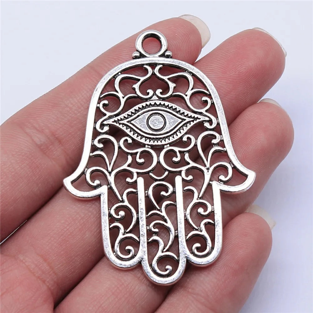 59x43mm 9.5g Multicolor Zinc Alloy Eye Hand Charm Pendant for DIY Necklace Bracelet Jewelry Making