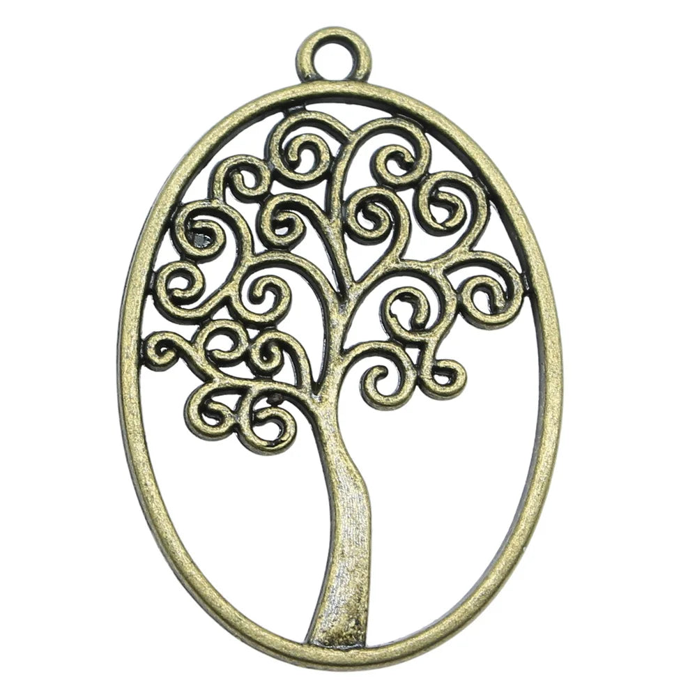 40x27mm 3.7g Multicolor Zinc Alloy Oval Tree of Life Round Charm Pendant for DIY Jewelry Making