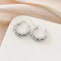 Elegant Silver Alloy Twisted Hoop Zircon Stud & Clip On No Piercing Spiral Huggie Earrings