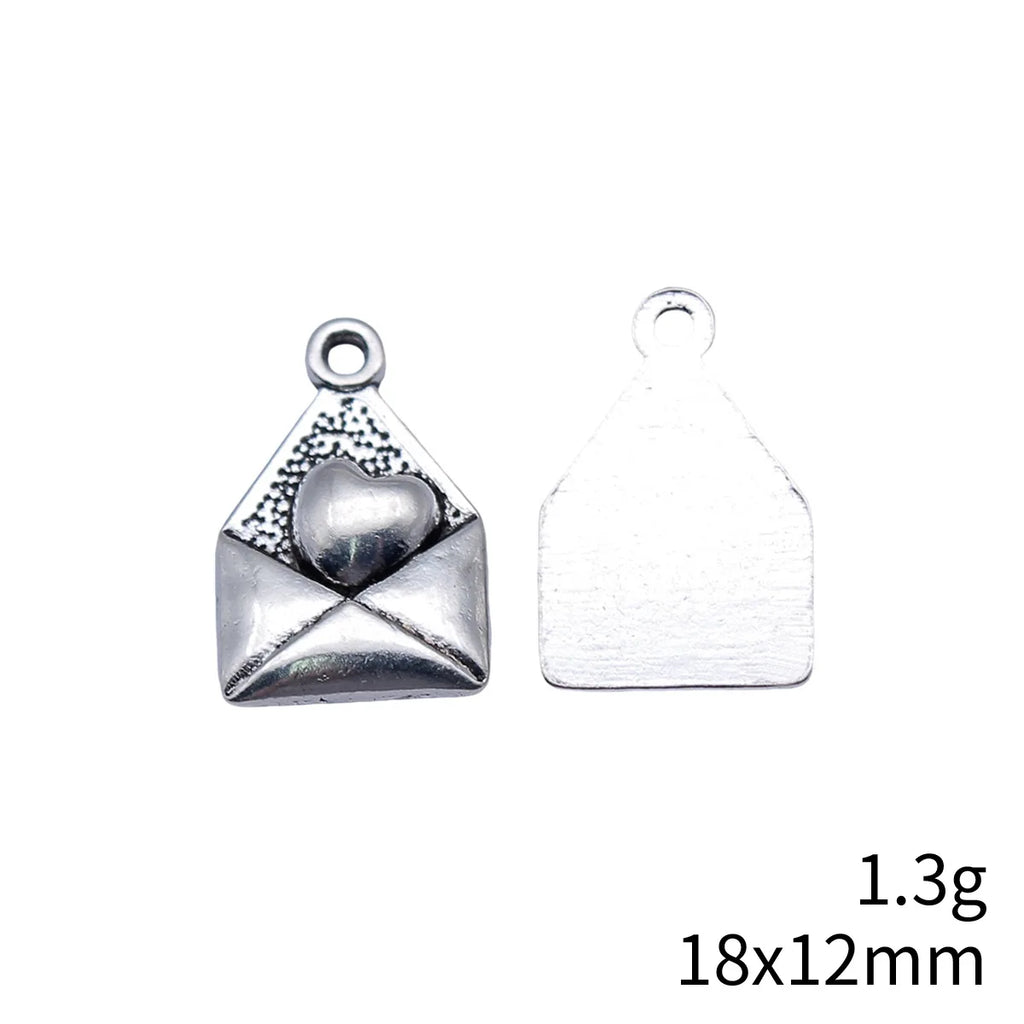 18x12mm 1.3g Antique Silver Zinc Alloy Love Letter Charm Pendant for DIY Bracelet Necklace Jewelry