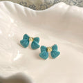 Fresh Sweet Sea Blue Bow Alloy Handmade Enamel Stud Earrings Elegant Summer Jewelry