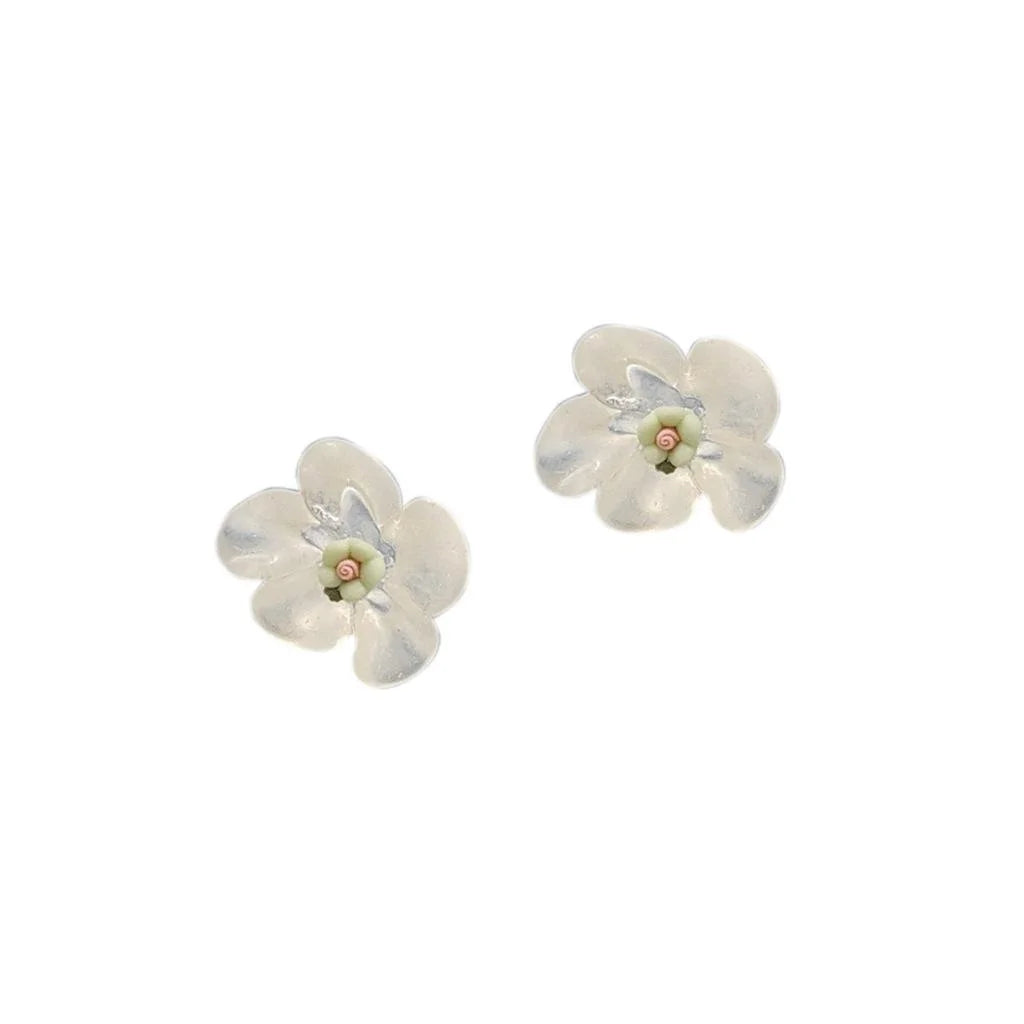 Japanese Korean Style Transparent Acrylic Flower Stud Earrings With Silver Plated Pins For Women