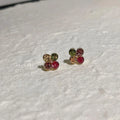 Sweet Candy Color Four Petal Flower Stud Earrings Copper Mini Geometric Jewelry