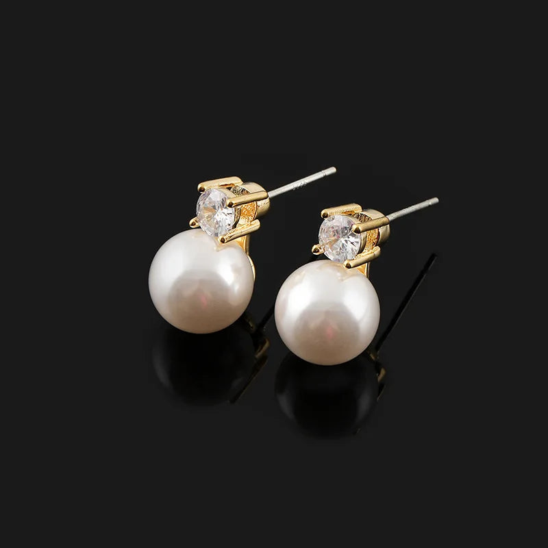 Vintage French Spiral Pearl Crystal Stud & Clip On No Piercing Elegant Alloy Statement Earrings